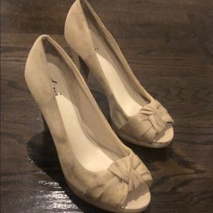 Nude suede heels